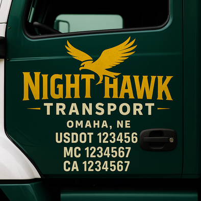 Custom Designed USDOT (DOT) Truck Door Lettering Decal Signs | Graphic Designed USDOT Lettering For Semi-Trucks, Work Trucks & Box Trucks | Add Your Trucking Name, USDOT, MC, CA, KYU, GVW & VIN (2-Pack)