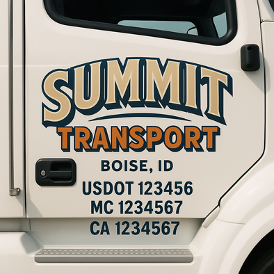Custom Designed USDOT (DOT) Truck Door Lettering Decal Signs | Graphic Designed USDOT Lettering For Semi-Trucks, Work Trucks & Box Trucks | Add Your Trucking Name, USDOT, MC, CA, KYU, GVW & VIN (2-Pack)