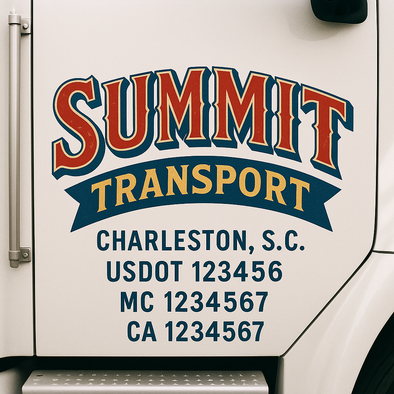 Custom Designed USDOT (DOT) Truck Door Lettering Decal Signs | Graphic Designed USDOT Lettering For Semi-Trucks, Work Trucks & Box Trucks | Add Your Trucking Name, USDOT, MC, CA, KYU, GVW & VIN (2-Pack)