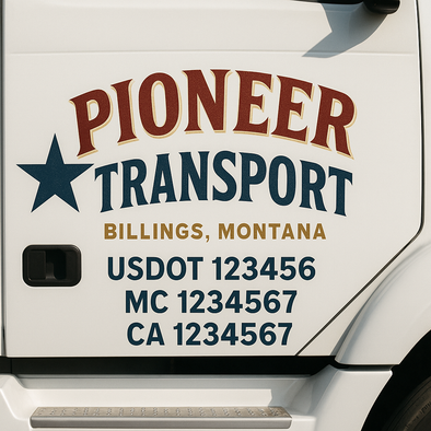 Custom Designed USDOT (DOT) Truck Door Lettering Decal Signs | Graphic Designed USDOT Lettering For Semi-Trucks, Work Trucks & Box Trucks | Add Your Trucking Name, USDOT, MC, CA, KYU, GVW & VIN (2-Pack)