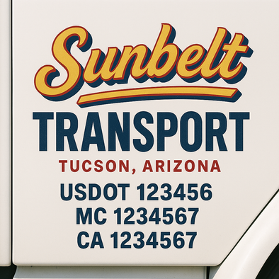 Custom Designed USDOT (DOT) Truck Door Lettering Decal Signs | Graphic Designed USDOT Lettering For Semi-Trucks, Work Trucks & Box Trucks | Add Your Trucking Name, USDOT, MC, CA, KYU, GVW & VIN (2-Pack)