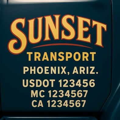 Custom Designed USDOT (DOT) Truck Door Lettering Decal Signs | Graphic Designed USDOT Lettering For Semi-Trucks, Work Trucks & Box Trucks | Add Your Trucking Name, USDOT, MC, CA, KYU, GVW & VIN (2-Pack)