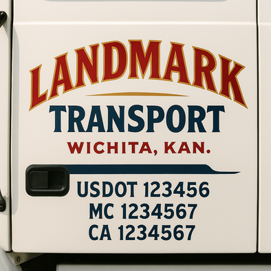 Custom Designed USDOT (DOT) Truck Door Lettering Decal Signs | Graphic Designed USDOT Lettering For Semi-Trucks, Work Trucks & Box Trucks | Add Your Trucking Name, USDOT, MC, CA, KYU, GVW & VIN (2-Pack)