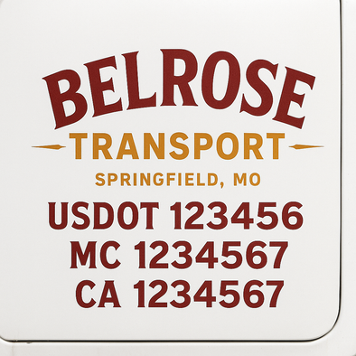 Custom Designed USDOT (DOT) Truck Door Lettering Decal Signs | Graphic Designed USDOT Lettering For Semi-Trucks, Work Trucks & Box Trucks | Add Your Trucking Name, USDOT, MC, CA, KYU, GVW & VIN (2-Pack)