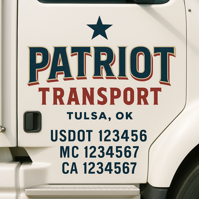 Custom Designed USDOT (DOT) Truck Door Lettering Decal Signs | Graphic Designed USDOT Lettering For Semi-Trucks, Work Trucks & Box Trucks | Add Your Trucking Name, USDOT, MC, CA, KYU, GVW & VIN (2-Pack)