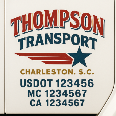 Custom Designed USDOT (DOT) Truck Door Lettering Decal Signs | Graphic Designed USDOT Lettering For Semi-Trucks, Work Trucks & Box Trucks | Add Your Trucking Name, USDOT, MC, CA, KYU, GVW & VIN (2-Pack)
