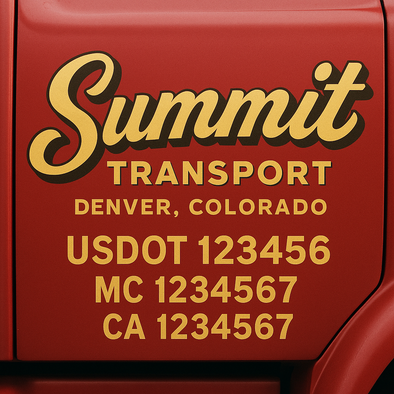 Custom Designed USDOT (DOT) Truck Door Lettering Decal Signs | Graphic Designed USDOT Lettering For Semi-Trucks, Work Trucks & Box Trucks | Add Your Trucking Name, USDOT, MC, CA, KYU, GVW & VIN (2-Pack)