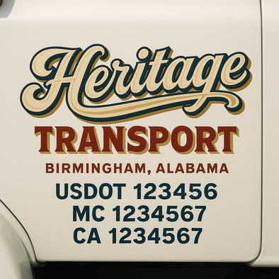 Custom Designed USDOT (DOT) Truck Door Lettering Decal Signs | Graphic Designed USDOT Lettering For Semi-Trucks, Work Trucks & Box Trucks | Add Your Trucking Name, USDOT, MC, CA, KYU, GVW & VIN (2-Pack)