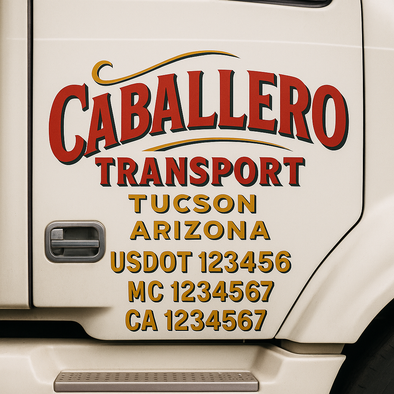 Custom Designed USDOT (DOT) Truck Door Lettering Decal Signs | Graphic Designed USDOT Lettering For Semi-Trucks, Work Trucks & Box Trucks | Add Your Trucking Name, USDOT, MC, CA, KYU, GVW & VIN (2-Pack)