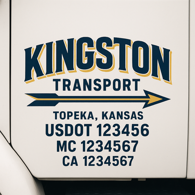 Custom Designed USDOT (DOT) Truck Door Lettering Decal Signs | Graphic Designed USDOT Lettering For Semi-Trucks, Work Trucks & Box Trucks | Add Your Trucking Name, USDOT, MC, CA, KYU, GVW & VIN (2-Pack)