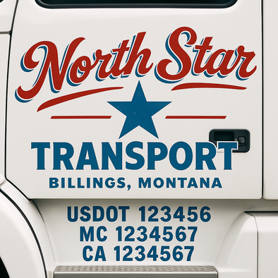 Custom Designed USDOT (DOT) Truck Door Lettering Decal Signs | Graphic Designed USDOT Lettering For Semi-Trucks, Work Trucks & Box Trucks | Add Your Trucking Name, USDOT, MC, CA, KYU, GVW & VIN (2-Pack)