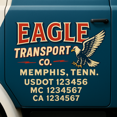 Custom Designed USDOT (DOT) Truck Door Lettering Decal Signs | Graphic Designed USDOT Lettering For Semi-Trucks, Work Trucks & Box Trucks | Add Your Trucking Name, USDOT, MC, CA, KYU, GVW & VIN (2-Pack)