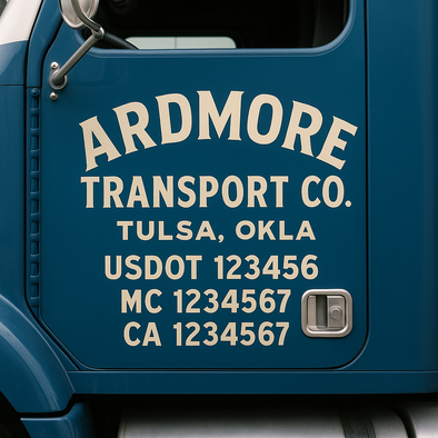 Custom Designed USDOT (DOT) Truck Door Lettering Decal Signs | Graphic Designed USDOT Lettering For Semi-Trucks, Work Trucks & Box Trucks | Add Your Trucking Name, USDOT, MC, CA, KYU, GVW & VIN (2-Pack)