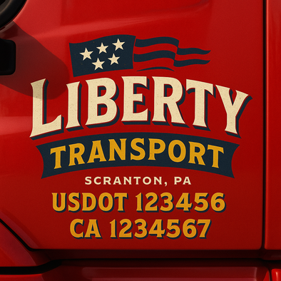 Custom Designed USDOT (DOT) Truck Door Lettering Decal Signs | Graphic Designed USDOT Lettering For Semi-Trucks, Work Trucks & Box Trucks | Add Your Trucking Name, USDOT, MC, CA, KYU, GVW & VIN (2-Pack)