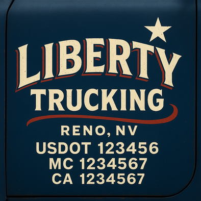 Custom Designed USDOT (DOT) Truck Door Lettering Decal Signs | Graphic Designed USDOT Lettering For Semi-Trucks, Work Trucks & Box Trucks | Add Your Trucking Name, USDOT, MC, CA, KYU, GVW & VIN (2-Pack)
