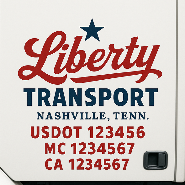 Custom Designed USDOT (DOT) Truck Door Lettering Decal Signs | Graphic Designed USDOT Lettering For Semi-Trucks, Work Trucks & Box Trucks | Add Your Trucking Name, USDOT, MC, CA, KYU, GVW & VIN (2-Pack)