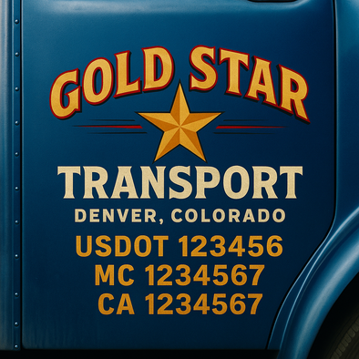 Custom Designed USDOT (DOT) Truck Door Lettering Decal Signs | Graphic Designed USDOT Lettering For Semi-Trucks, Work Trucks & Box Trucks | Add Your Trucking Name, USDOT, MC, CA, KYU, GVW & VIN (2-Pack)
