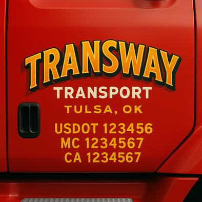 Custom Designed USDOT (DOT) Truck Door Lettering Decal Signs | Graphic Designed USDOT Lettering For Semi-Trucks, Work Trucks & Box Trucks | Add Your Trucking Name, USDOT, MC, CA, KYU, GVW & VIN (2-Pack)