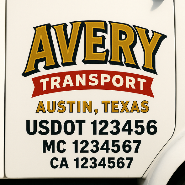 Custom Designed USDOT (DOT) Truck Door Lettering Decal Signs | Graphic Designed USDOT Lettering For Semi-Trucks, Work Trucks & Box Trucks | Add Your Trucking Name, USDOT, MC, CA, KYU, GVW & VIN (2-Pack)