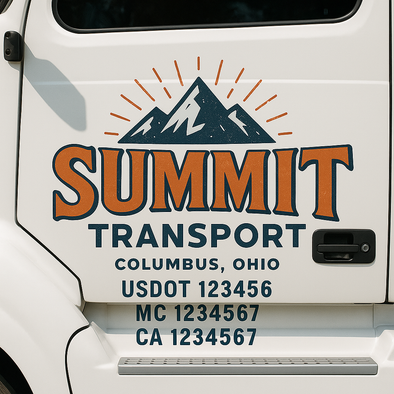 Custom Designed USDOT (DOT) Truck Door Lettering Decal Signs | Graphic Designed USDOT Lettering For Semi-Trucks, Work Trucks & Box Trucks | Add Your Trucking Name, USDOT, MC, CA, KYU, GVW & VIN (2-Pack)