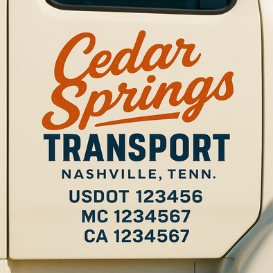 Custom Designed USDOT (DOT) Truck Door Lettering Decal Signs | Graphic Designed USDOT Lettering For Semi-Trucks, Work Trucks & Box Trucks | Add Your Trucking Name, USDOT, MC, CA, KYU, GVW & VIN (2-Pack)