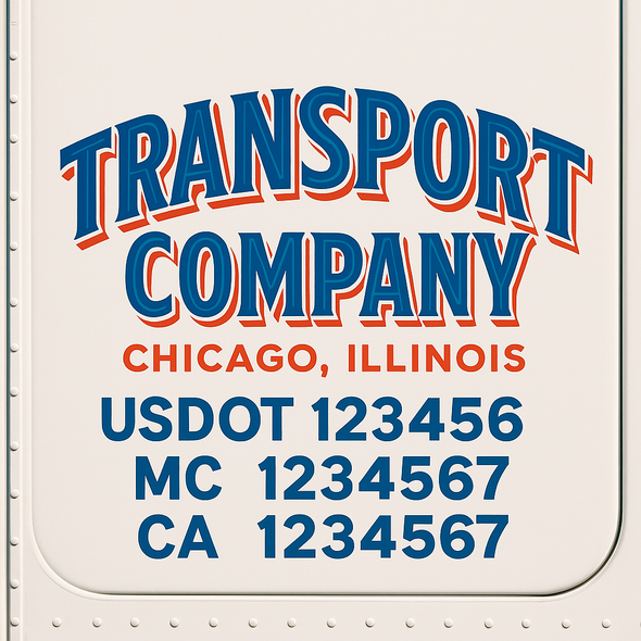 Custom Designed USDOT (DOT) Truck Door Lettering Decal Signs | Graphic Designed USDOT Lettering For Semi-Trucks, Work Trucks & Box Trucks | Add Your Trucking Name, USDOT, MC, CA, KYU, GVW & VIN (2-Pack)