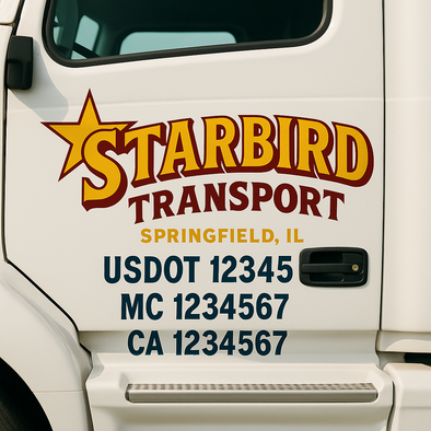 Custom Designed USDOT (DOT) Truck Door Lettering Decal Signs | Graphic Designed USDOT Lettering For Semi-Trucks, Work Trucks & Box Trucks | Add Your Trucking Name, USDOT, MC, CA, KYU, GVW & VIN (2-Pack)