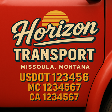 Custom Designed USDOT (DOT) Truck Door Lettering Decal Signs | Graphic Designed USDOT Lettering For Semi-Trucks, Work Trucks & Box Trucks | Add Your Trucking Name, USDOT, MC, CA, KYU, GVW & VIN (2-Pack)