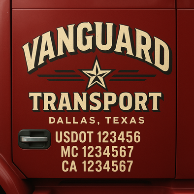 Custom Designed USDOT (DOT) Truck Door Lettering Decal Signs | Graphic Designed USDOT Lettering For Semi-Trucks, Work Trucks & Box Trucks | Add Your Trucking Name, USDOT, MC, CA, KYU, GVW & VIN (2-Pack)