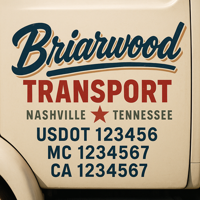 Custom Designed USDOT (DOT) Truck Door Lettering Decal Signs | Graphic Designed USDOT Lettering For Semi-Trucks, Work Trucks & Box Trucks | Add Your Trucking Name, USDOT, MC, CA, KYU, GVW & VIN (2-Pack)