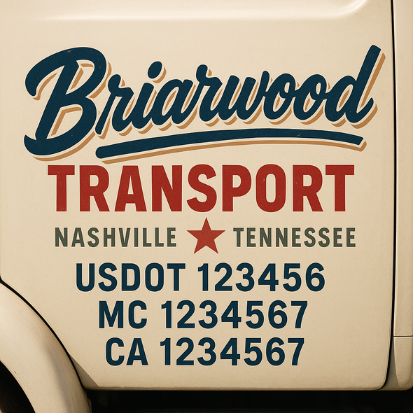 Custom Designed USDOT (DOT) Truck Door Lettering Decal Signs | Graphic Designed USDOT Lettering For Semi-Trucks, Work Trucks & Box Trucks | Add Your Trucking Name, USDOT, MC, CA, KYU, GVW & VIN (2-Pack)