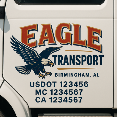 Custom Designed USDOT (DOT) Truck Door Lettering Decal Signs | Graphic Designed USDOT Lettering For Semi-Trucks, Work Trucks & Box Trucks | Add Your Trucking Name, USDOT, MC, CA, KYU, GVW & VIN (2-Pack)
