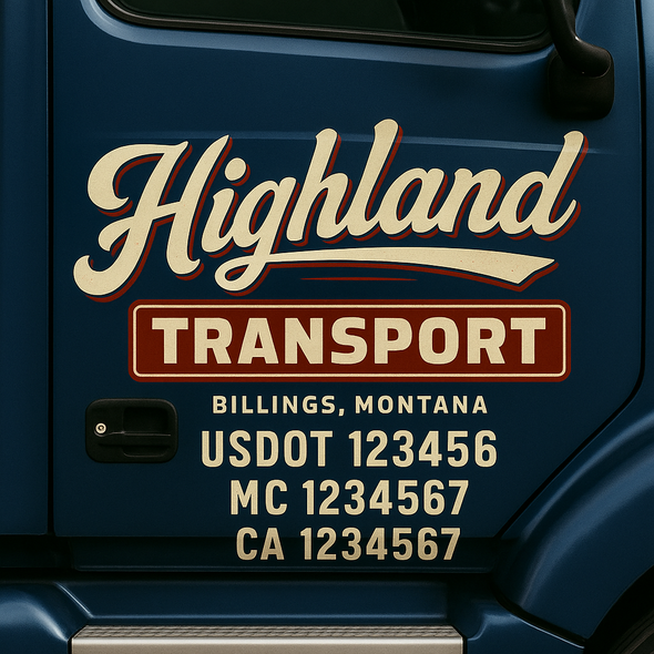 Custom Designed USDOT (DOT) Truck Door Lettering Decal Signs | Graphic Designed USDOT Lettering For Semi-Trucks, Work Trucks & Box Trucks | Add Your Trucking Name, USDOT, MC, CA, KYU, GVW & VIN (2-Pack)