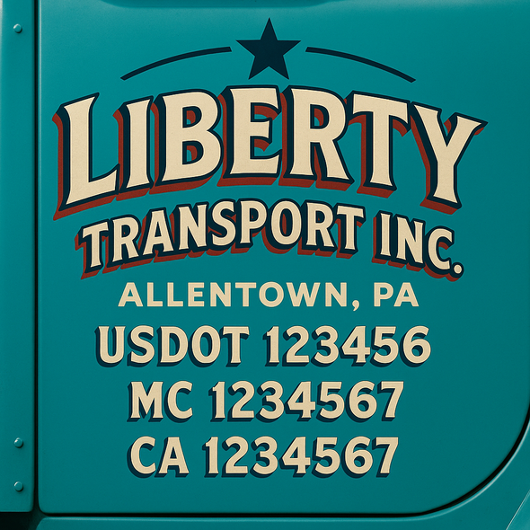 Custom Designed USDOT (DOT) Truck Door Lettering Decal Signs | Graphic Designed USDOT Lettering For Semi-Trucks, Work Trucks & Box Trucks | Add Your Trucking Name, USDOT, MC, CA, KYU, GVW & VIN (2-Pack)