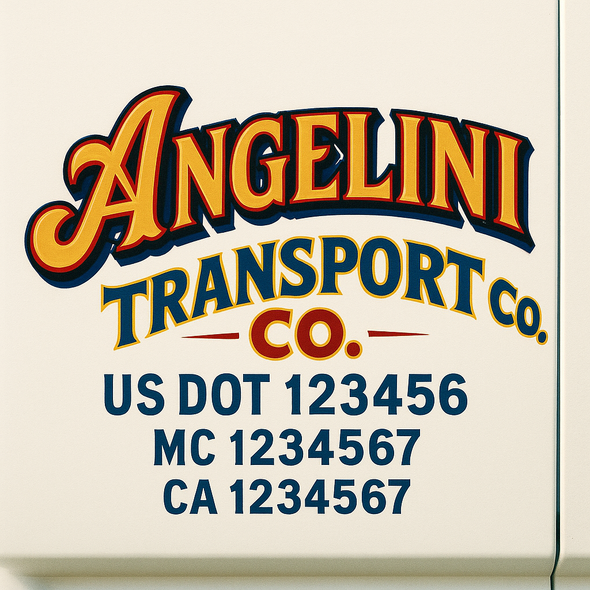Custom Designed USDOT (DOT) Truck Door Lettering Decal Signs | Graphic Designed USDOT Lettering For Semi-Trucks, Work Trucks & Box Trucks | Add Your Trucking Name, USDOT, MC, CA, KYU, GVW & VIN (2-Pack)