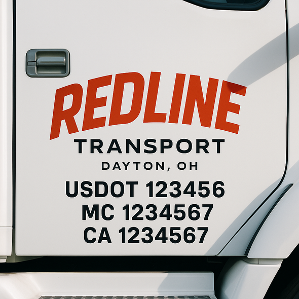 Custom Designed USDOT (DOT) Truck Door Lettering Decal Signs | Graphic Designed USDOT Lettering For Semi-Trucks, Work Trucks & Box Trucks | Add Your Trucking Name, USDOT, MC, CA, KYU, GVW & VIN (2-Pack)