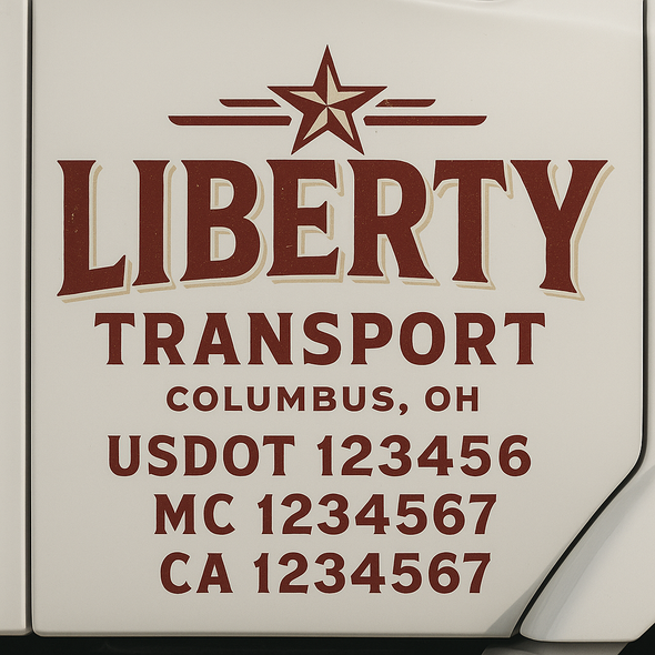 Custom Designed USDOT (DOT) Truck Door Lettering Decal Signs | Graphic Designed USDOT Lettering For Semi-Trucks, Work Trucks & Box Trucks | Add Your Trucking Name, USDOT, MC, CA, KYU, GVW & VIN (2-Pack)