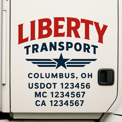 Custom Designed USDOT (DOT) Truck Door Lettering Decal Signs | Graphic Designed USDOT Lettering For Semi-Trucks, Work Trucks & Box Trucks | Add Your Trucking Name, USDOT, MC, CA, KYU, GVW & VIN (2-Pack)