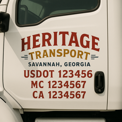Custom Designed USDOT (DOT) Truck Door Lettering Decal Signs | Graphic Designed USDOT Lettering For Semi-Trucks, Work Trucks & Box Trucks | Add Your Trucking Name, USDOT, MC, CA, KYU, GVW & VIN (2-Pack)