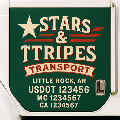 Custom Designed USDOT (DOT) Truck Door Lettering Decal Signs | Graphic Designed USDOT Lettering For Semi-Trucks, Work Trucks & Box Trucks | Add Your Trucking Name, USDOT, MC, CA, KYU, GVW & VIN (2-Pack)