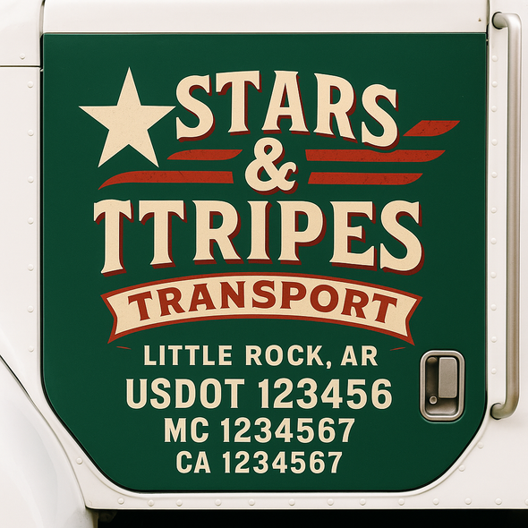 Custom Designed USDOT (DOT) Truck Door Lettering Decal Signs | Graphic Designed USDOT Lettering For Semi-Trucks, Work Trucks & Box Trucks | Add Your Trucking Name, USDOT, MC, CA, KYU, GVW & VIN (2-Pack)