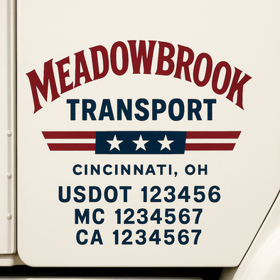 Custom Designed USDOT (DOT) Truck Door Lettering Decal Signs | Graphic Designed USDOT Lettering For Semi-Trucks, Work Trucks & Box Trucks | Add Your Trucking Name, USDOT, MC, CA, KYU, GVW & VIN (2-Pack)