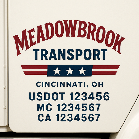 Custom Designed USDOT (DOT) Truck Door Lettering Decal Signs | Graphic Designed USDOT Lettering For Semi-Trucks, Work Trucks & Box Trucks | Add Your Trucking Name, USDOT, MC, CA, KYU, GVW & VIN (2-Pack)