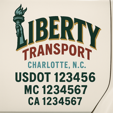 Custom Designed USDOT (DOT) Truck Door Lettering Decal Signs | Graphic Designed USDOT Lettering For Semi-Trucks, Work Trucks & Box Trucks | Add Your Trucking Name, USDOT, MC, CA, KYU, GVW & VIN (2-Pack)