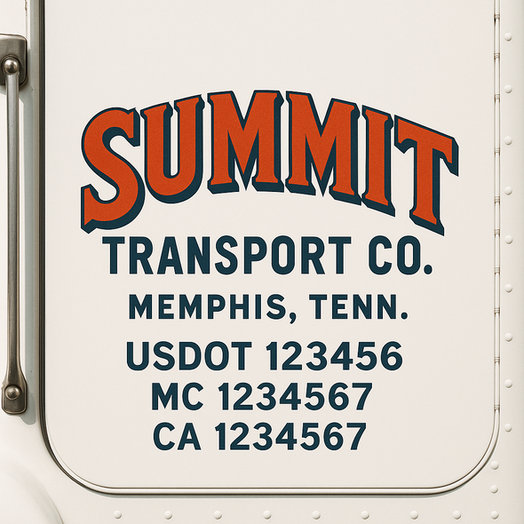 Custom Designed USDOT (DOT) Truck Door Lettering Decal Signs | Graphic Designed USDOT Lettering For Semi-Trucks, Work Trucks & Box Trucks | Add Your Trucking Name, USDOT, MC, CA, KYU, GVW & VIN (2-Pack)