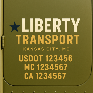 Custom Designed USDOT (DOT) Truck Door Lettering Decal Signs | Graphic Designed USDOT Lettering For Semi-Trucks, Work Trucks & Box Trucks | Add Your Trucking Name, USDOT, MC, CA, KYU, GVW & VIN (2-Pack)