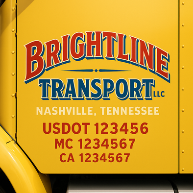 Custom Designed USDOT (DOT) Truck Door Lettering Decal Signs | Graphic Designed USDOT Lettering For Semi-Trucks, Work Trucks & Box Trucks | Add Your Trucking Name, USDOT, MC, CA, KYU, GVW & VIN (2-Pack)
