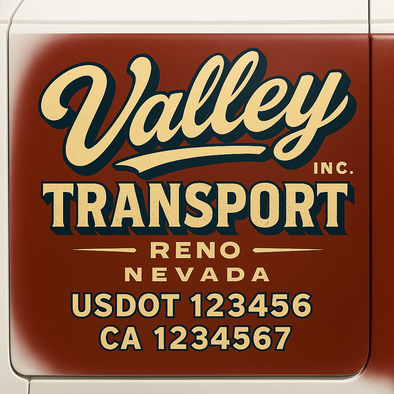 Custom Designed USDOT (DOT) Truck Door Lettering Decal Signs | Graphic Designed USDOT Lettering For Semi-Trucks, Work Trucks & Box Trucks | Add Your Trucking Name, USDOT, MC, CA, KYU, GVW & VIN (2-Pack)