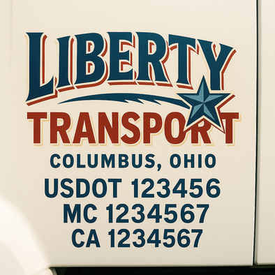 Custom Designed USDOT (DOT) Truck Door Lettering Decal Signs | Graphic Designed USDOT Lettering For Semi-Trucks, Work Trucks & Box Trucks | Add Your Trucking Name, USDOT, MC, CA, KYU, GVW & VIN (2-Pack)