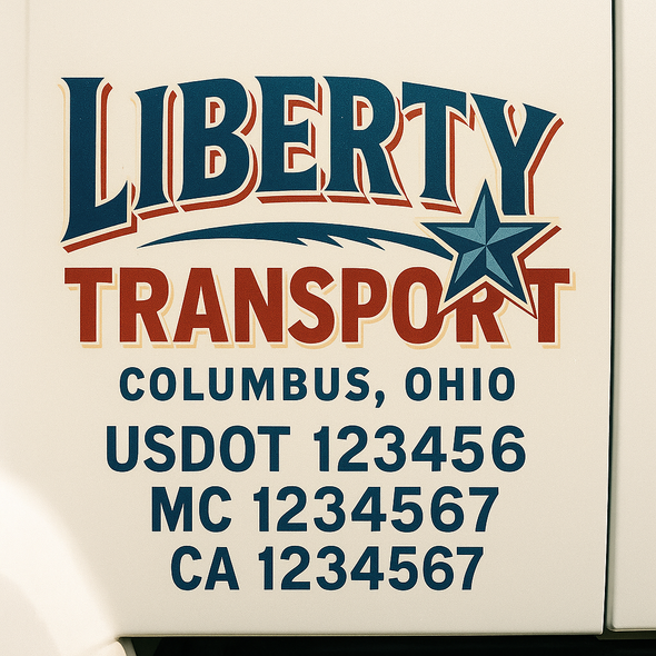Custom Designed USDOT (DOT) Truck Door Lettering Decal Signs | Graphic Designed USDOT Lettering For Semi-Trucks, Work Trucks & Box Trucks | Add Your Trucking Name, USDOT, MC, CA, KYU, GVW & VIN (2-Pack)